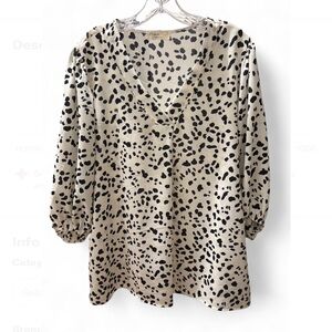 Perfect Peach Women’s Dalmatian Print Polyester Blouse Size 1XL